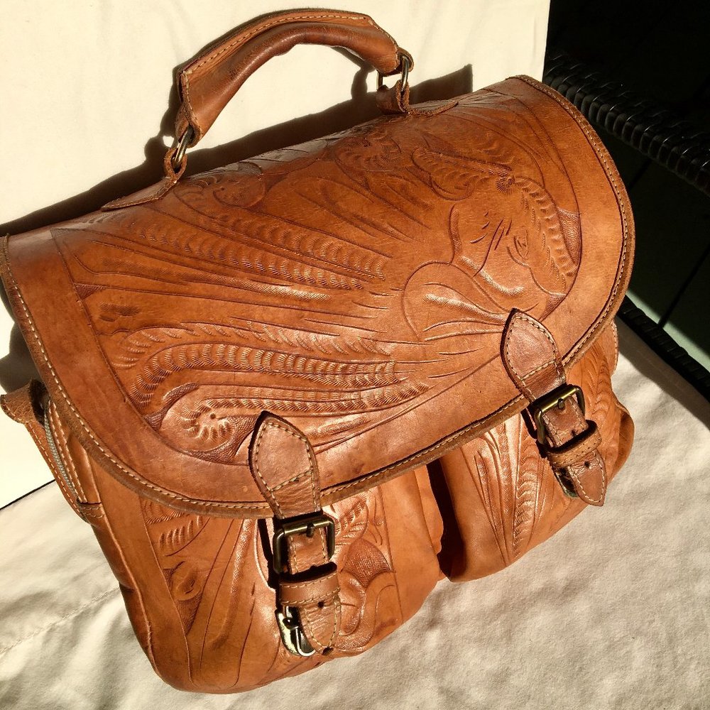 Tooled Saddle Bag w/Strap
